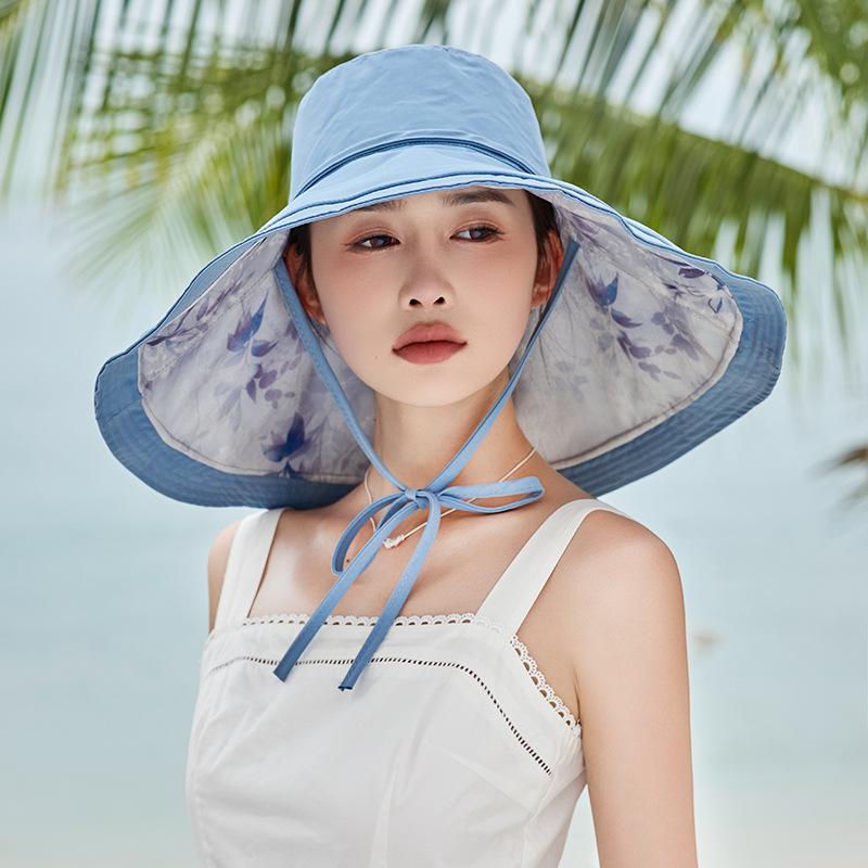 

Женская летняя шляпа от солнца, двусторонняя шляпа-ведро, для путешествий на открытом воздухе, универсальная шляпа от солнца с широкими полями One Size