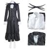 Set Costume di Halloween Jack Skeletron per Uomo, Outfit Cosplay Nightmare Before Christmas, Include Tuta, Guanti, Cravatta, Outfit per Festa di Natale
