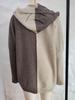 Color Block Hooded Knit Cardigan - Women's Mid-Length Outerwear for Autumn/Winter 2025