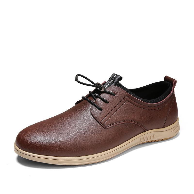 88 Men'S Shoes Casual Shoes Spring Low-Top Leather Dress Gentleman Casual Shoes Flat British Single Shoe Cover