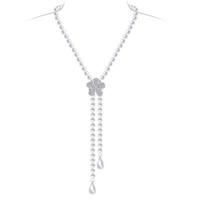 [FH.bird] Pearl Necklace, Long, Wedding, Formal Occasions, Shell Pearl, Popular, 8mm, Long Necklace, Women's, Pearl, 88cm, Adjustable, Bride, Winter,