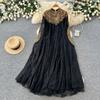 Nuovi Completi Vestito in Pizzo Ricamato con Perline e Paillettes Autunnali per Donna Autunno Vintage Manica a Mantella Collo Tondo Lungo Maxi Abito Robe Musulmane