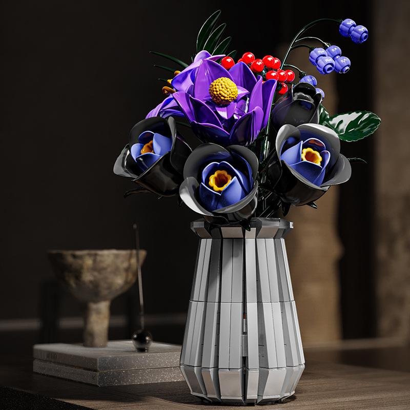 Neueste Zusammengebaute Bausteine Blumen Spielzeug, Rose, Orchideen, Ewige Blumen, Geschenke Für Mädchen, Valentinstagsgeschenke, Heimdekoration