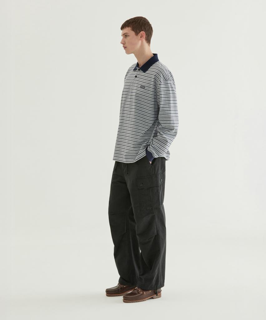 COVERNAT Multi-Stripe Collar Long Sleeve Green