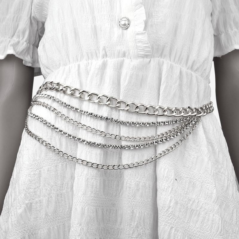 Sexy rhinestone claw chain multi-layer fringed body chain retro geometric chain waist chain female