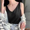Women's V-Neck Mulberry Silk Camisole - Satin Inner/Outer Wear, Plus Size, Summer Top