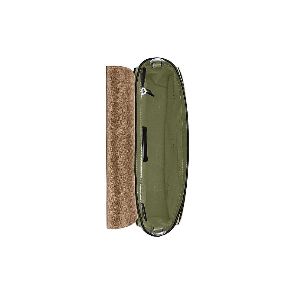Coach 26 Solid Color Letter Logo Leather And PVC Messenger Bag Men Messenger Bag Moss-Green CJ843-MOS