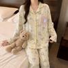 Cute style rabbit pure cotton pajamas women's spring and autumn long-sleeved thin cotton student casual loungewear set