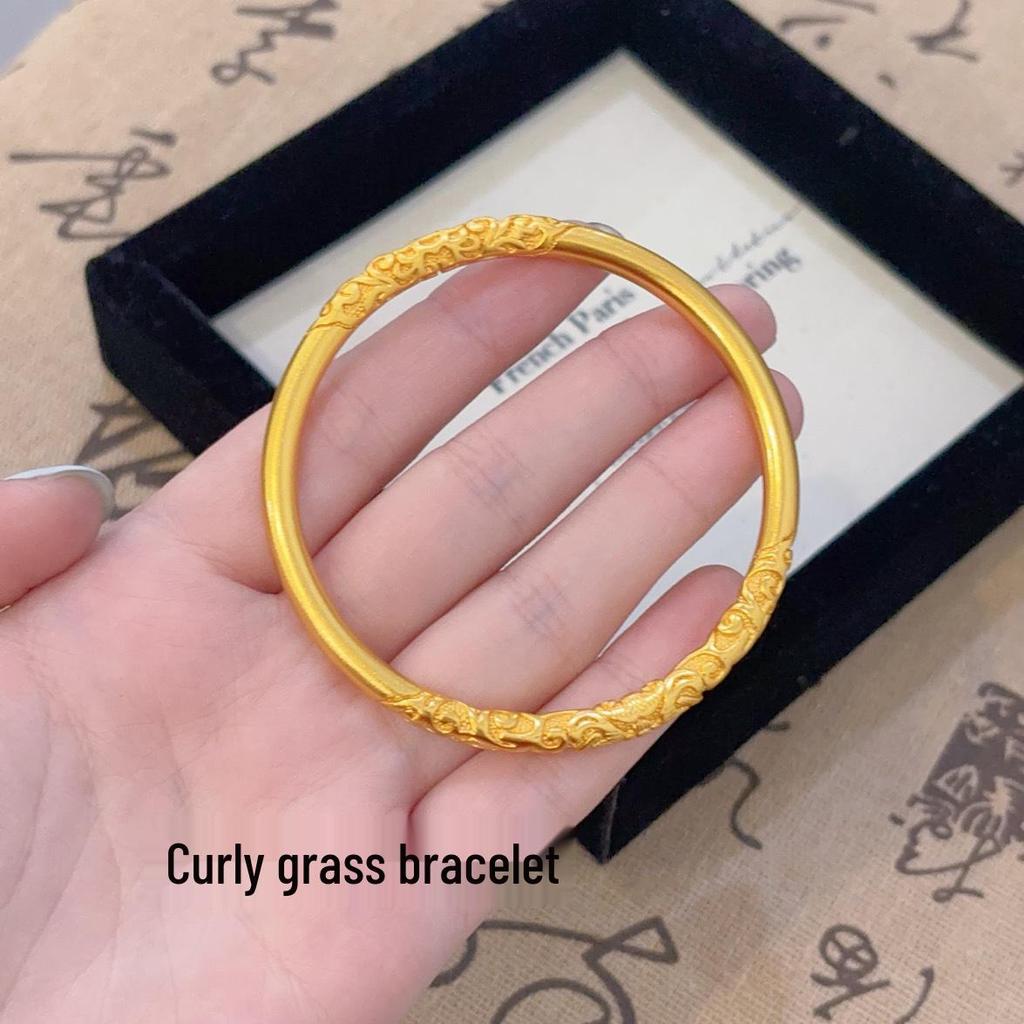Bauhinia Scroll Pattern Bracelet - Exquisite Ancient-Inspired Gold Wristband