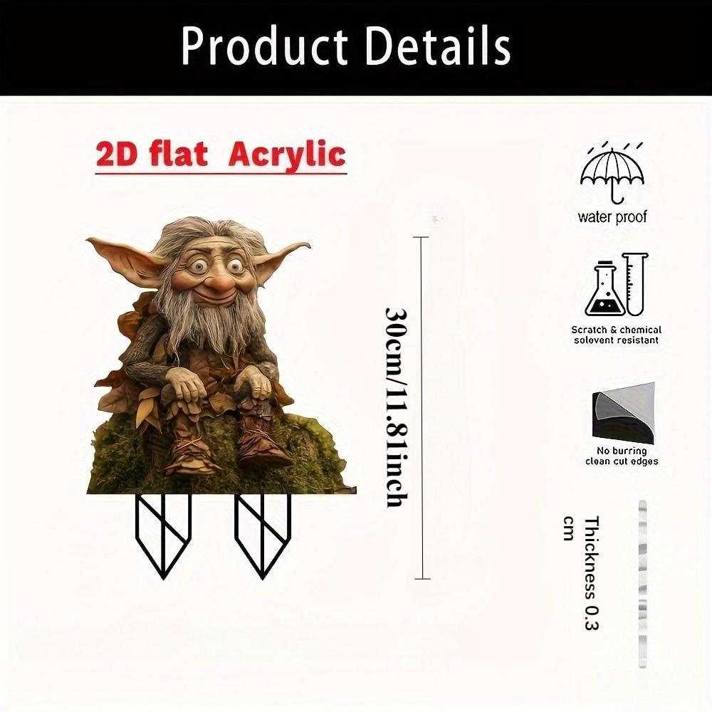 2D Flat 1Pc Sitting Gnome Acrylic Garden Stake, Multifunctional Outdoor Decor For Lawn Patio, St. Patrick's Day Valentine Easter Ramadan Decoration