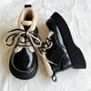 Fashion Round Toe Lace-up Chunky Snow Boots for Women Leather Plush Booties Comfortable and Elegant Footwear Autumn Winter Woman Shoes