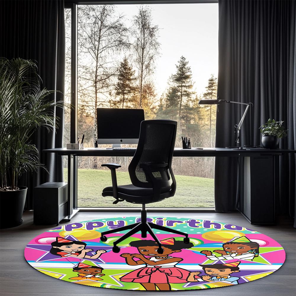 Gracie's Corner Printed Round Rug Carpet Chair Rug Area Rug Entryway Doormats,for Office Chair Living Room Bedroom Kitchen Room.
