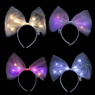 New Year Decoration LED Bow Headband Hair Hoop Glowing Hair Band Funny   Female