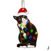 Charming Black Cat Christmas Ornament 2D Acrylic Hanging Decor For Tree Car Mirror Keychain Kid Xmas Gift Holiday Party Sup Q3E6