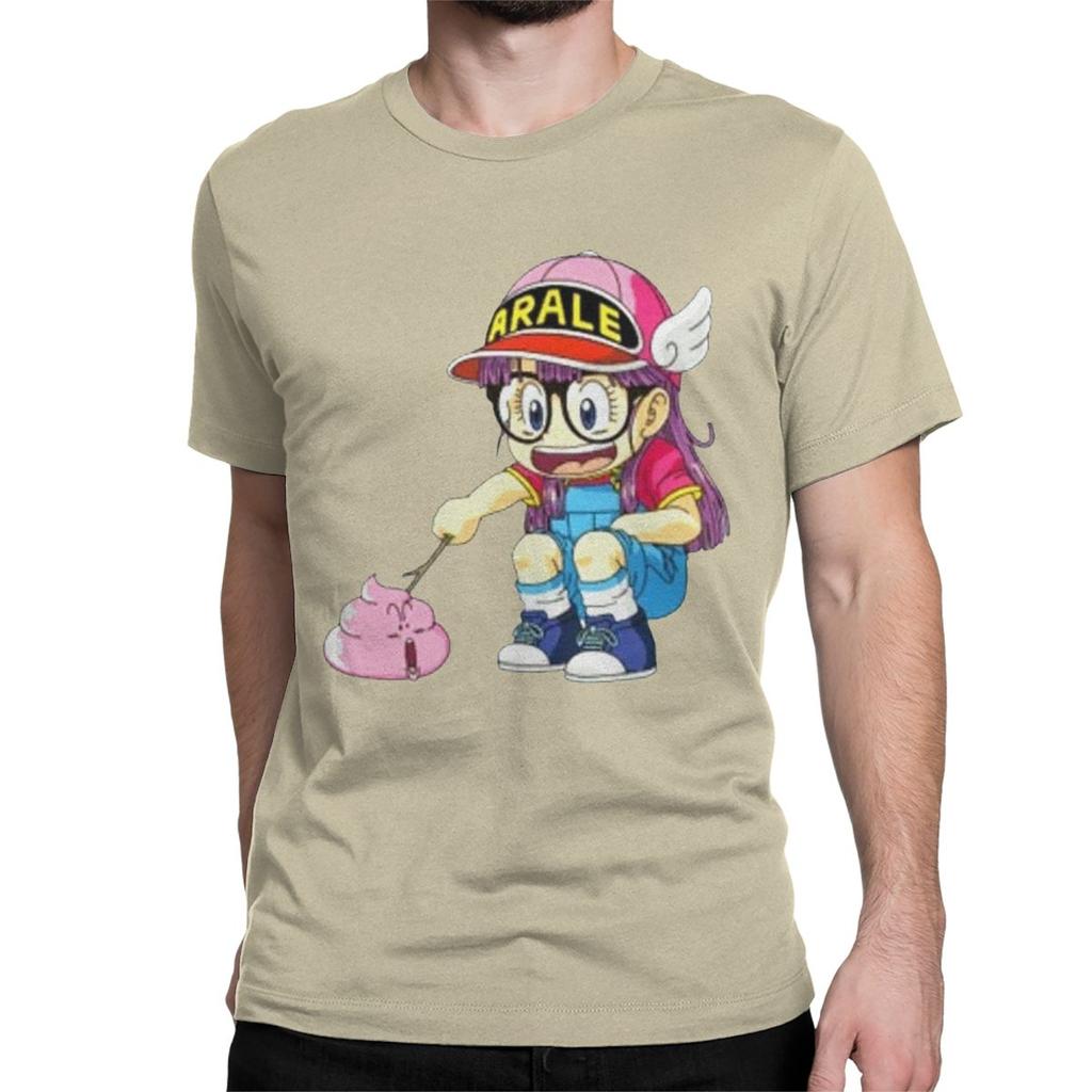 Arale Poking Poop Dr Slump T Shirts Men Women's Cotton Vintage T-Shirt Unchi-kun Anime Tee Shirt Short Sleeve Graphic Printed