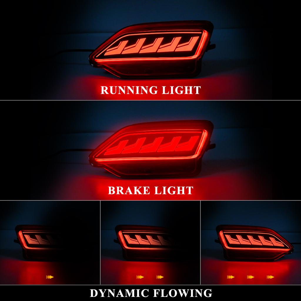 LED Rear Bumper Reflector Lights For Toyota RAV4 2013 2014 2015 Running Brake Lamp Dynamic Flowing Turn Signal Car Accessories