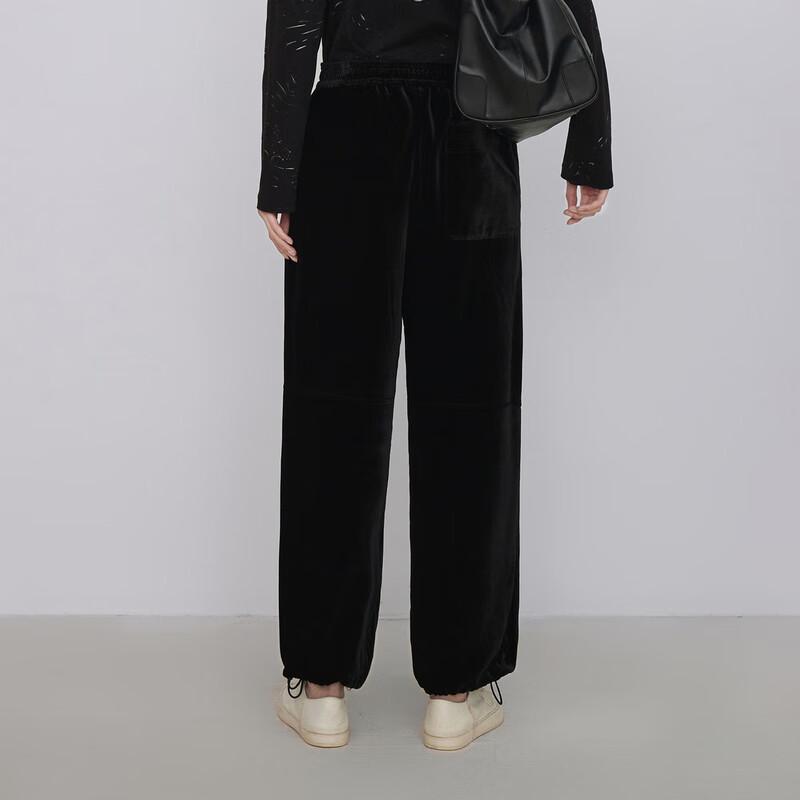 LESS 2024 Spring Retro Velvet Straight-Leg Casual Trousers