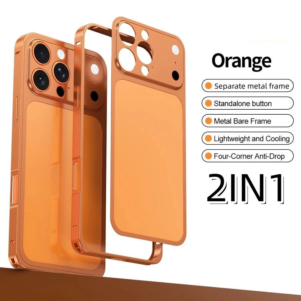 Color Alloy Frame Case For 16 13 15 14 Pro/Pro Max Instant Upgrade 17Pro/Pro Max Large Window Backplane Anti-Drop Cover