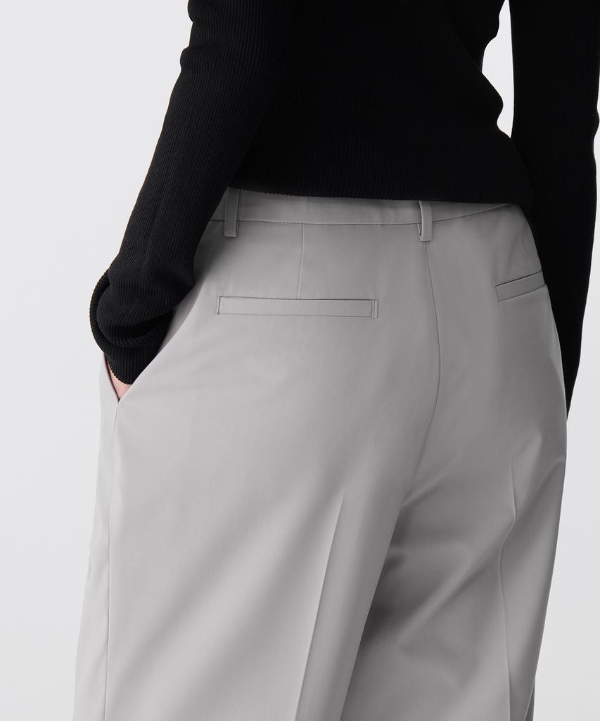 MUSINSA STANDARD WOMAN [Cooltandard] Women'S Low Waist Deep Tuck Wide Hidden Banding Slacks [Light Gray]