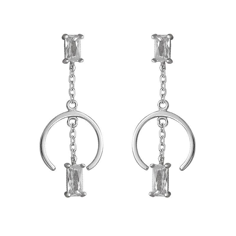 

Геометрические трендовые медные серьги-капли C-образной формы с кисточками и камнями циркона