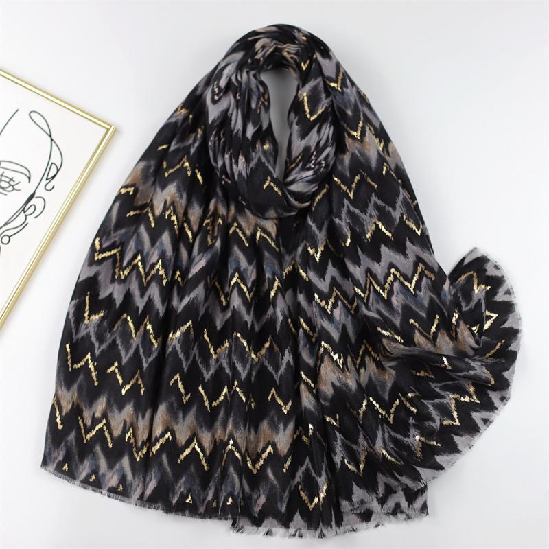 Viscose Scarves Women Retro Bohemian Aztec Wave Stripe Fringe Shawls and Wraps Pashmina Stole Bufanda Muslim Sjaal 180*90Cm