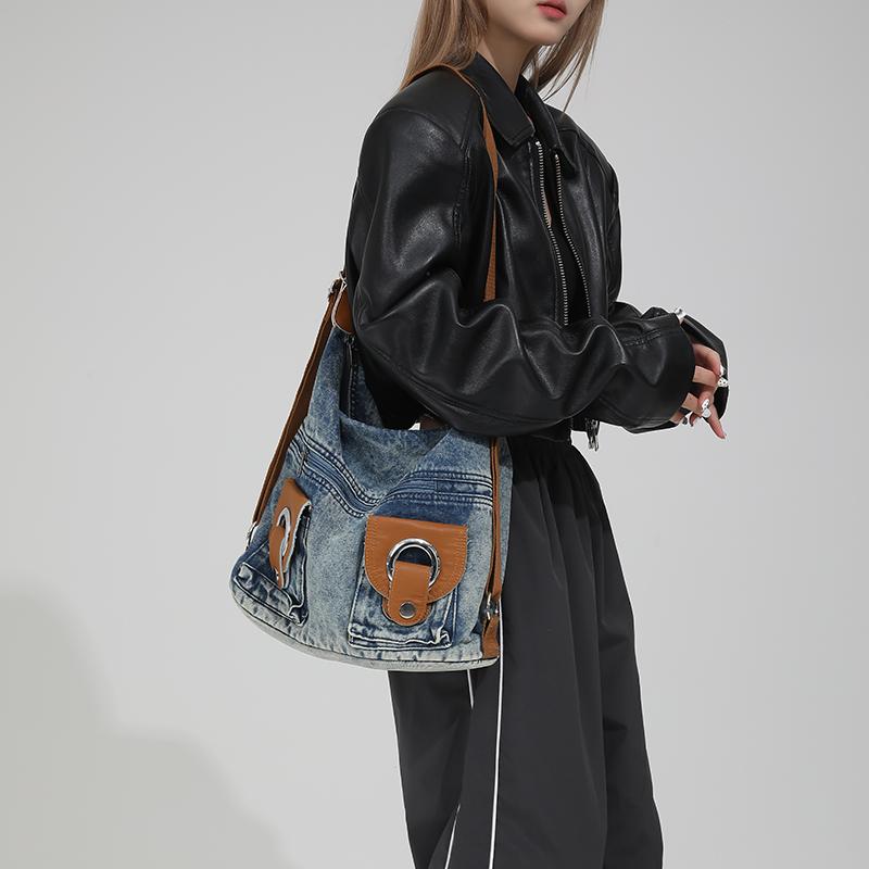 Korejská verze jedna taška pro tři použití taška přes rameno kovbojské retro crossbody tašky s velkou kapacitou všestranný batoh