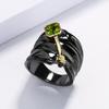 Silver Two-Tone Inlaid Topaz Green Zircon Ring Special Design Black Gold Engagement Ring Jewelry Gift