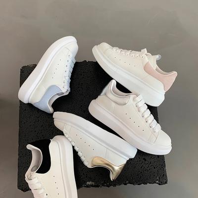 Spot Cowhide Version of Grape Mother, the Same Muffin Sole, Casual Versatile Thick-soled White Shoes, Inner Height-increasing Sports Board