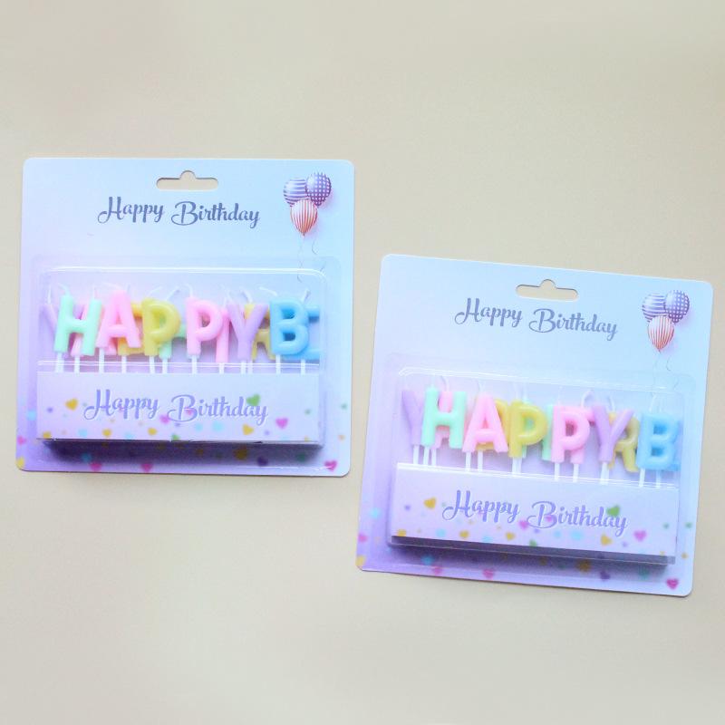 Birthday Party Colorful English Letters HAPPY BIRTHDAY Candles Romantic Party Candy Color Decoration