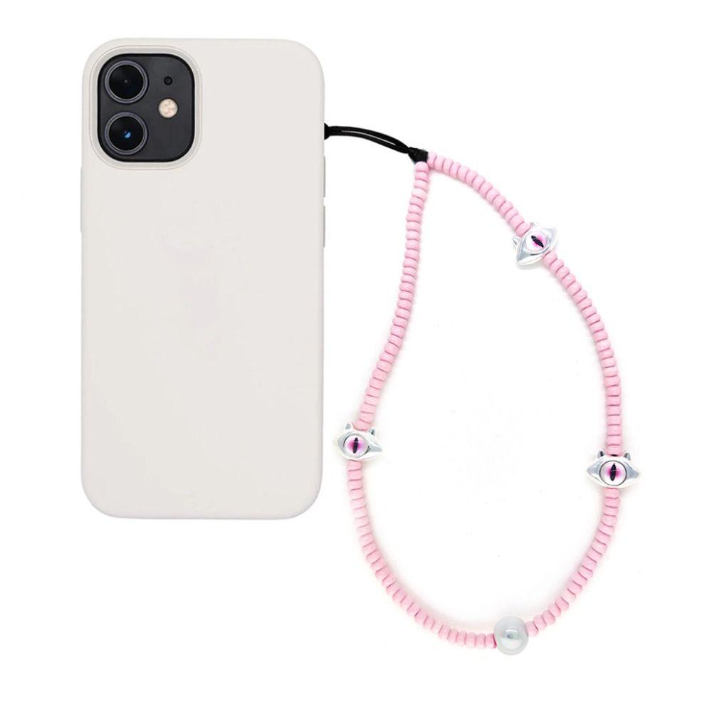 

Bead Pendant Phone Wrist Bracelet Anti-lost Y2K Mobile Phone Strap Christmas Present pink-style 19