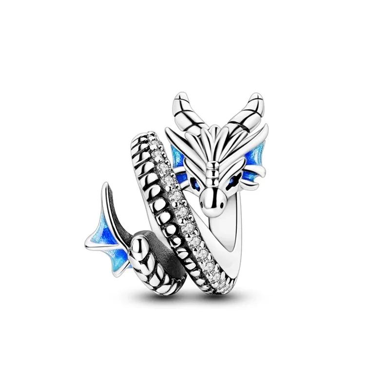 Authentic Copper Blue Charm Bead Charms Heart Butterfly Moon Flower Tree Cat Bead Charms for Necklaces Do It Yourself Bracelets Present Jewellery