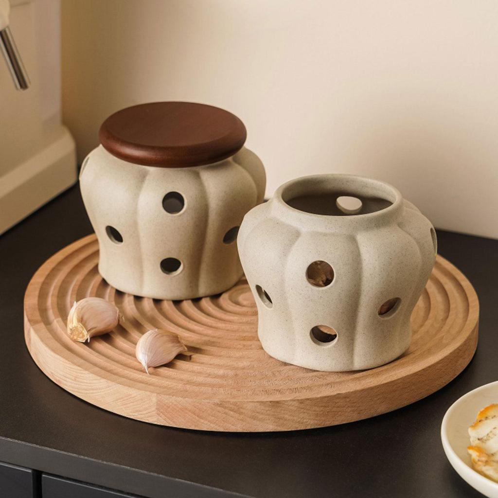 Ceramic Garlic Keeper Creative Storage Holder for Restaurant Home Kitchen