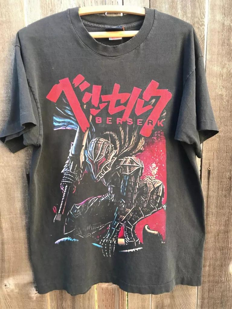 Vtg Berserk 90s Dark Fantasy Anime Manga Graphic T-Shirt Charcoal S-5XL