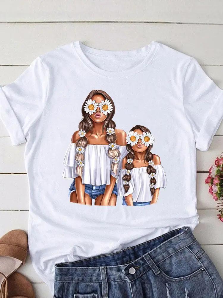 Cute Mom Womens ShortSleeved Printed Modal Shirt European Style Summer Fashion Personality Top for Women Modal fabric