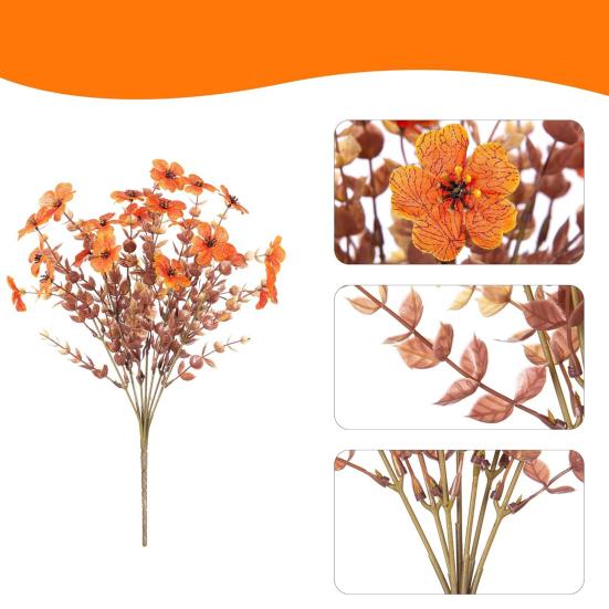 Fall Artificial Violet Flower UV Resistant Fake Silk Flower Home Halloween Harvest Festival Table Centerpiece Indoor Outdoor Faux Bloom Decoration