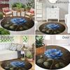 Luxury Blue Rose Floral Pattern Round Shape Floor Mats Kitchen Hallway Runner Rug Bedroom Living Room Soft Carpet Non-slip Area Rug