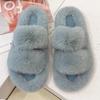 Damen Weiche Plüsch Doppelriemen Hausschuhe Fell Gemütliche Winter Pantoletten