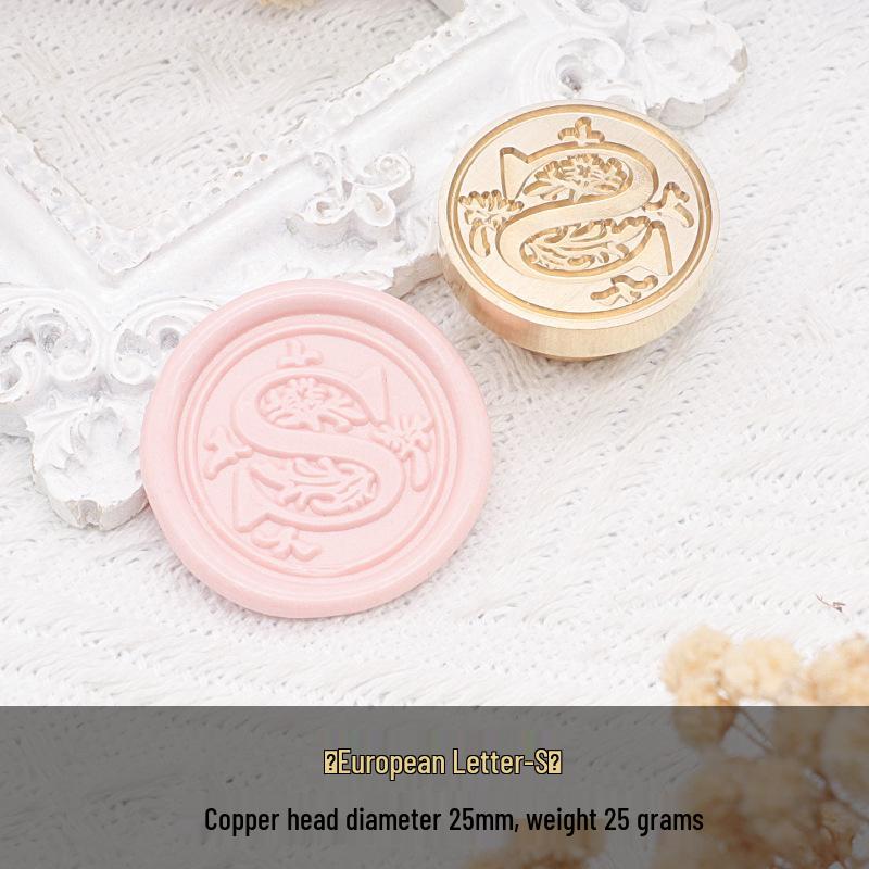Wax Seal Stamp Head with 26 A-Z Letter Patterns - Retro Copper Design for Envelopes