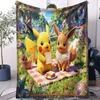 Viraler Pikachu Anime Pokemon Decke Weicher Plüsch Für Büro Zuhause Camping Nickerchen Freizeit Geburtstagsgeschenk Multifunktionale Universelle Decke