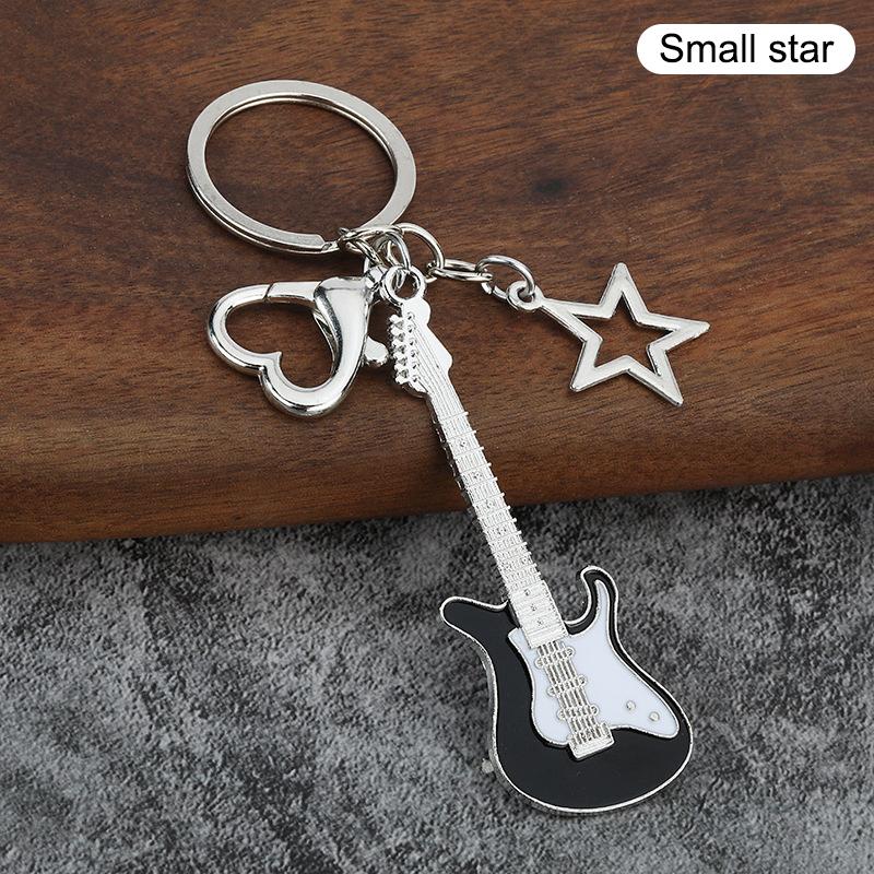 Creative Classic Mini Rock Electric Acoustic Guitar Shaped Keychain Pendant Fashion Backpack Decoration Accessories Gifts