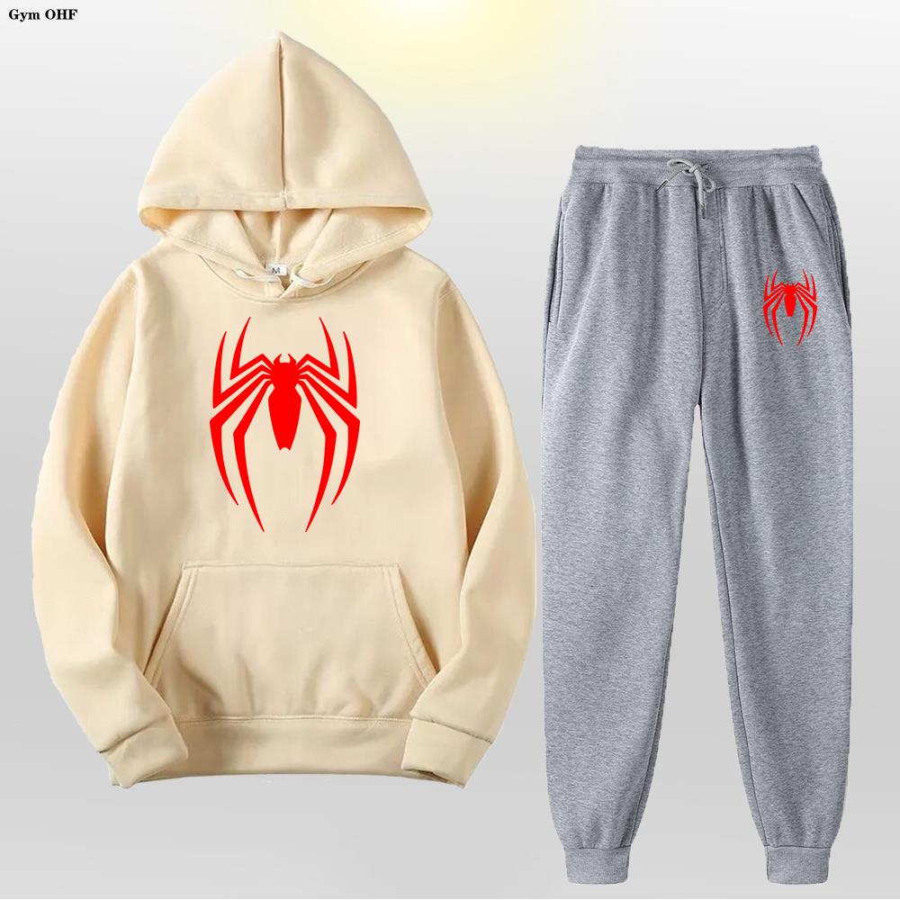Women Men's Tracksuit Spider 2 Pieces Set Sweatshirt + Sweatpants Sportswear Hoody Casual Streetwear Men Clothing Hoodies Suit