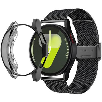 Bracelet + Case with Screen Protector for Samsung Galaxy Watch 7 44mm, Black