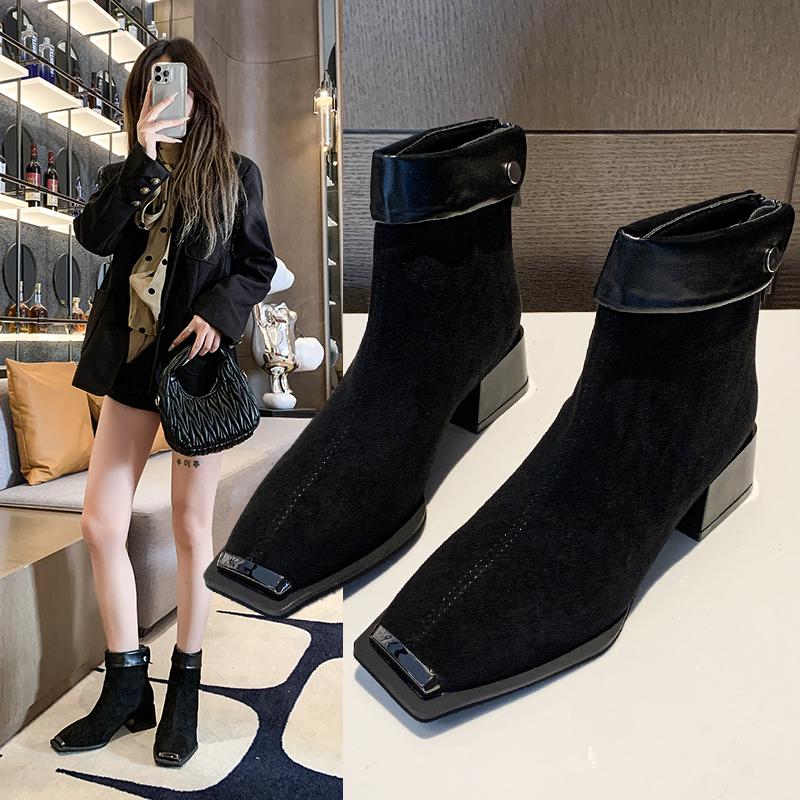 

Осень 2024 года новые британские ретро-старинные женские ковбойские сапоги 40