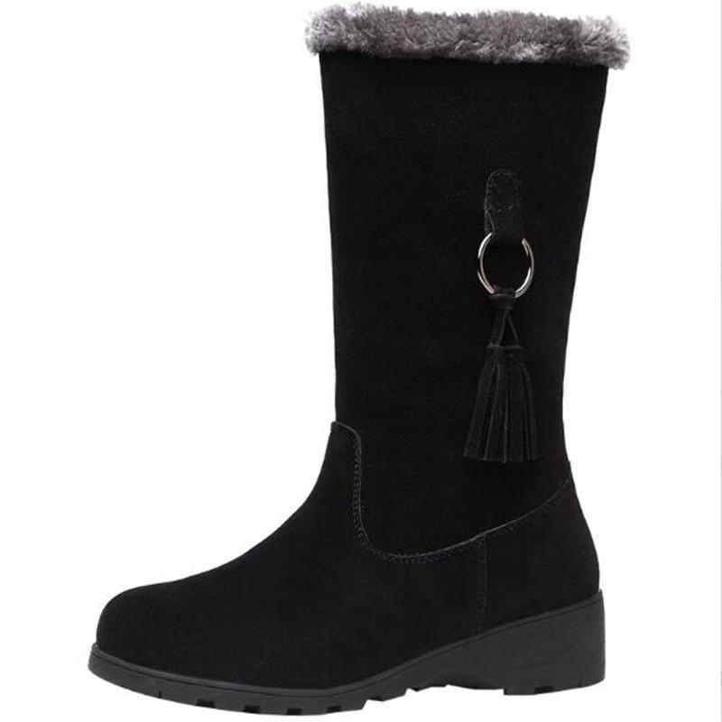 Winter Women Shoes Ladies Mid Calf Boots High Tube Classic Thick Fleece Models Snow Boots Suede Plush Woman Boots 35-40
