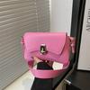 Fashion urban elegant retro casual women  solid color new lock single shoulder underarm small square bag