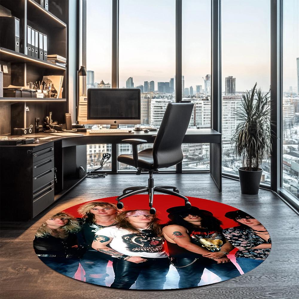 Guns N Roses Printed Round Rug Carpet Chair Rug Area Rug Entryway Doormats,for Office Chair Living Room Bedroom Kitchen Room.