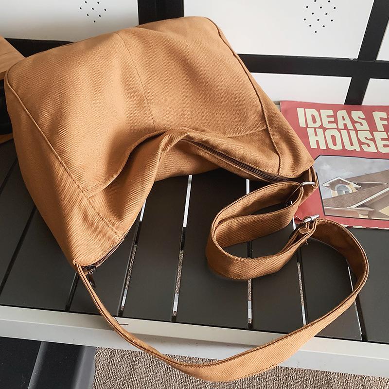 Canvas Bag Solid Color One Shoulder Crossbody Bag