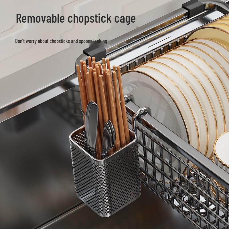 Stainless Steel Sink Drain Basket with Chopstick Holder