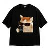 Neutral Cool Cat Selfie T Shirt Korean Text Meme Print Short Sleeve O Neck Soft Washable Tops