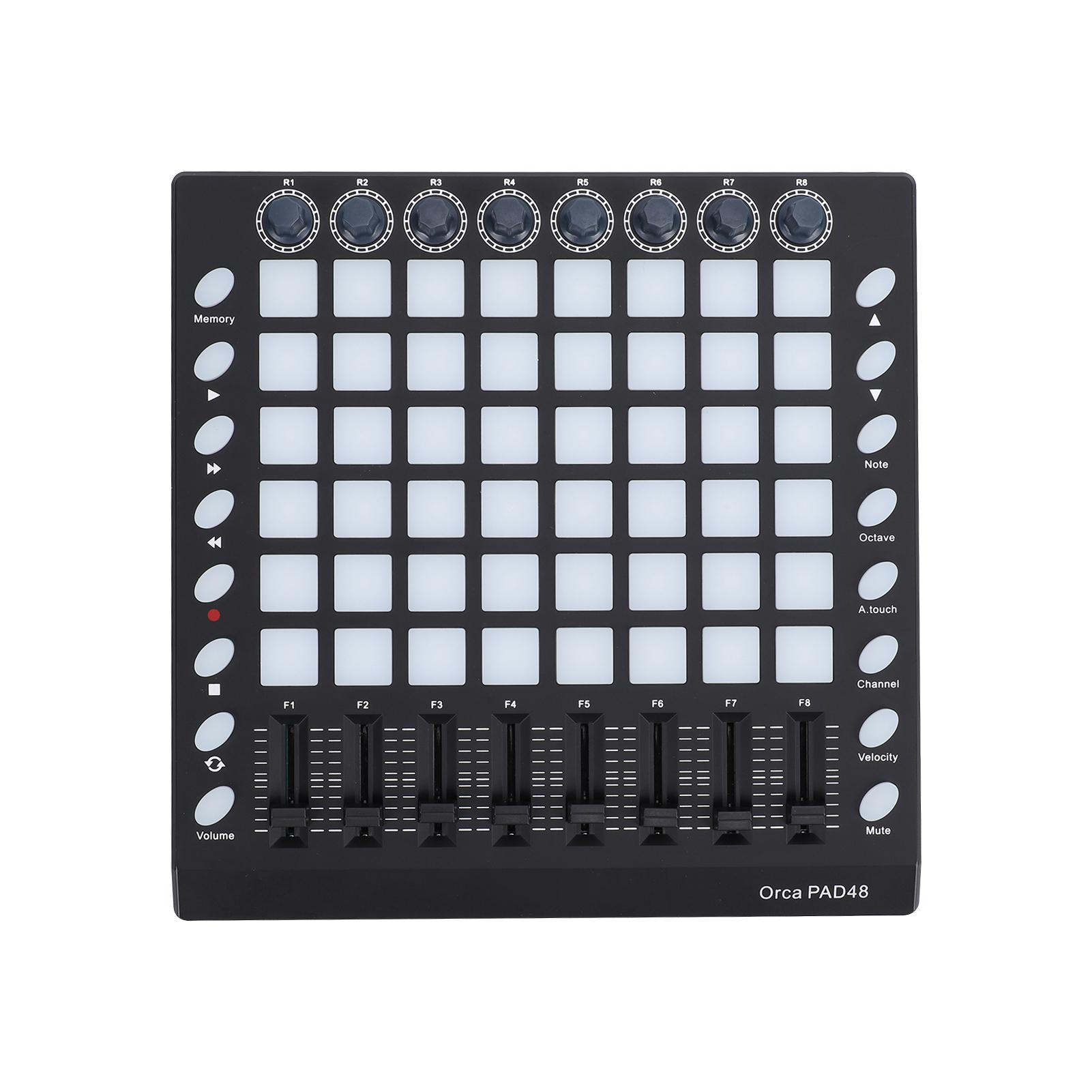 MIDI-контроллер 48 пэдов с RGB-подсветкой 8 ручек 8 слайдеров 16 кнопок USB вход/выход портативный